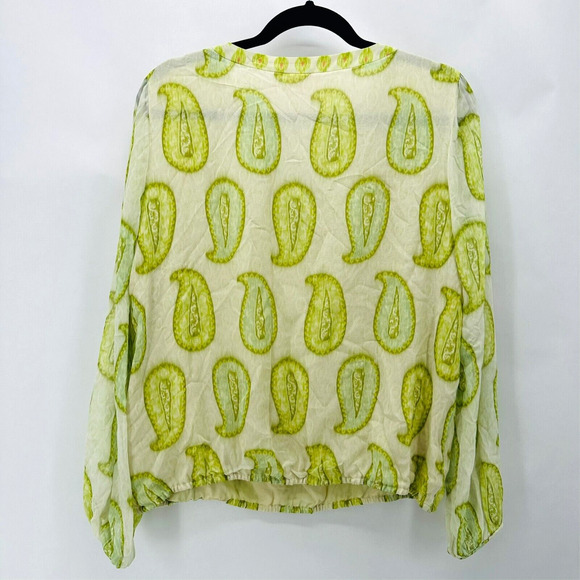 GIAMBATTISTA VALLI PARIS Blouse Silk Sheer Sz M It 44 Green Paisley Luxury Money - Picture 8 of 11